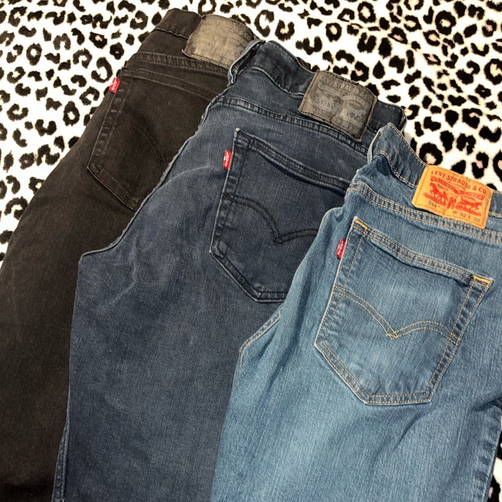 3 Pairs Men’s Levi Jeans 514 Straight Stretch Size 32x32